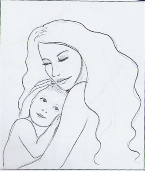 Mother And Daughter Drawings Easy