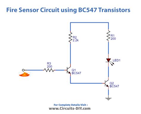 Fire Sensor Circuit Using Bc547 Transistors