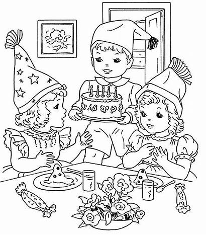 Birthday Coloring Party Cake Pages Cooking Drawing