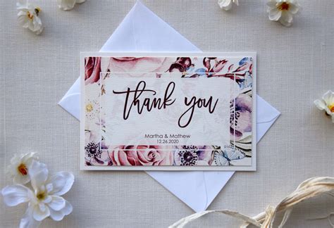 Unique Watercolor Thank You Cards Floral Wedding Thank You Cards