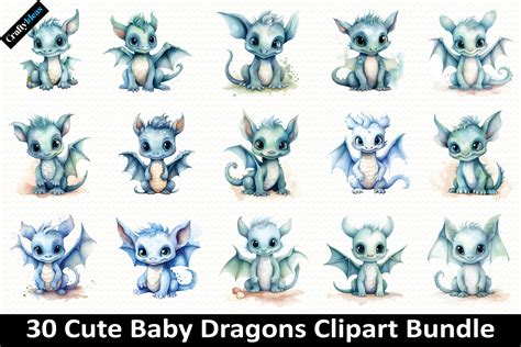 Cute Baby Dragons Clipart Graphic By Craftyideas · Creative Fabrica