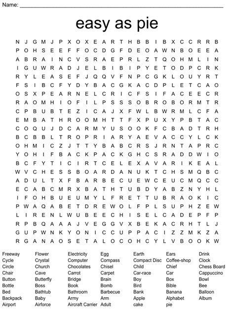 Easy As Pie Word Search Wordmint