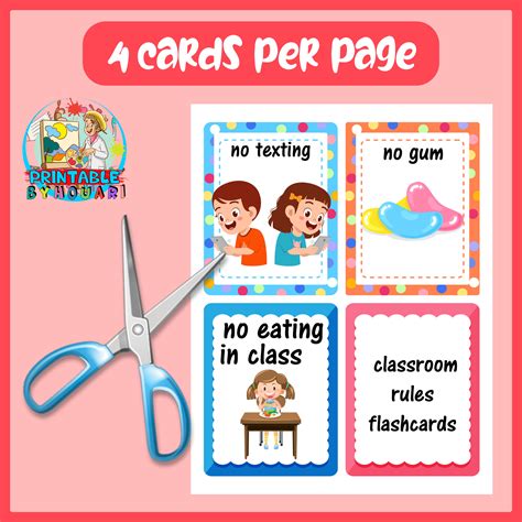 23 Classroom And School Rules Flashcards And Display Labels For Kids
