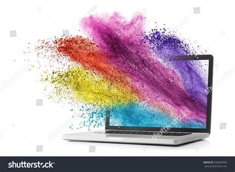 Laptop Color Splash Isolated On White Stock Photo Edit Now 250855996