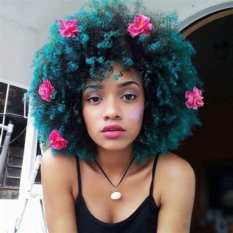 Teal Natural Hair With Images Natural Hair Styles Dyed Natural Hair