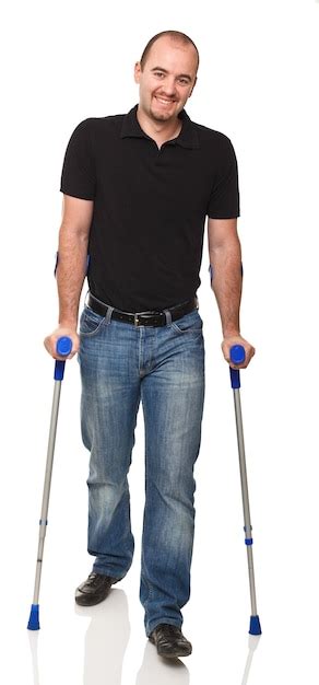 Premium Photo Man With Crutch