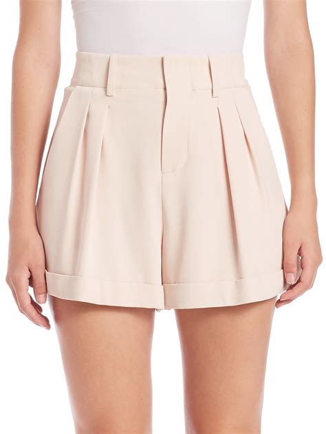 Alice Olivia Amani High Waist Pleated Shorts In Pink Lyst