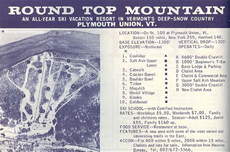 1968 69 Round Top Trail Map New England Ski Map Database