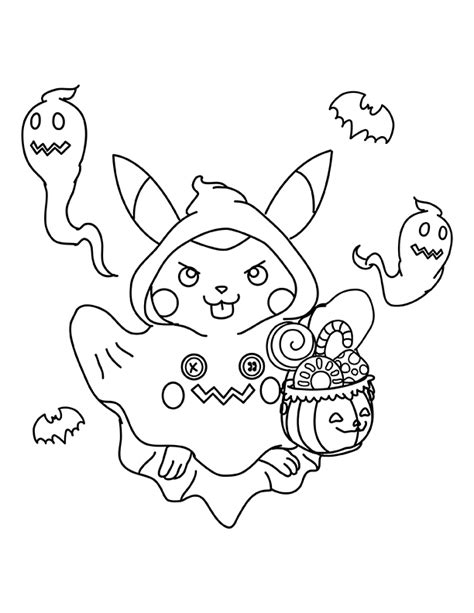 Pikachu Halloween Ghost Coloring Free Printable Coloring Pages