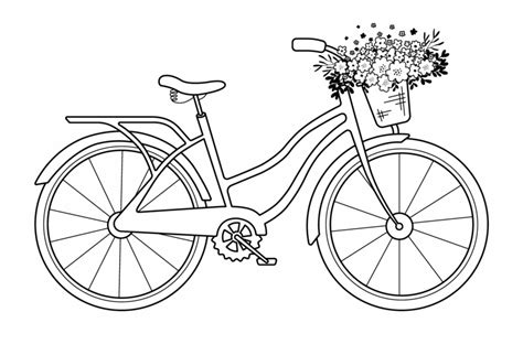 Vintage Bike With Flowers Digi Stamp Bike Flower Clip Art Library