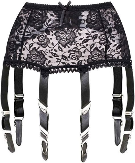 women s vintage black lace garter belt 6 straps for