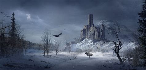 Fantasy Castle Snowy Forest Fantasy Landscape