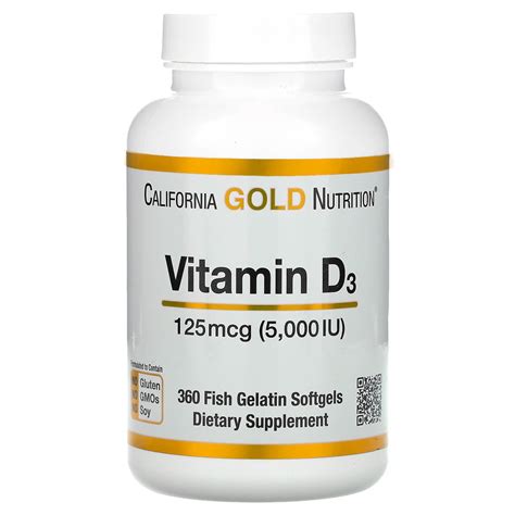California Gold Nutrition Vitamin D3 125 Mcg 5000 Iu 360 Fish