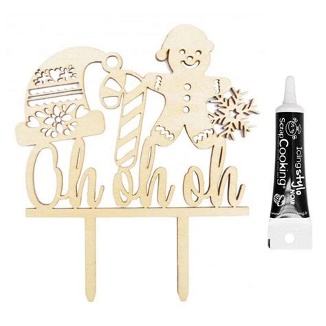 Scrapcooking Cake Topper En Bois Ohohoh Stylo De Glaçage Noir Pas