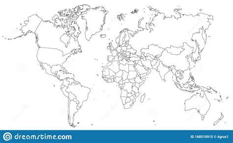Vector Eps Political World Map Outline On White Background Stock Vector