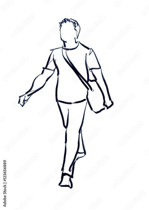 Man Walking Marker Sketch Stock Illustration Adobe Stock