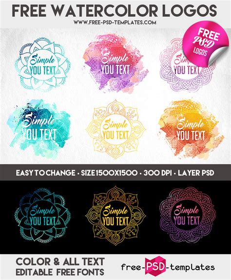 Free Watercolor Logos In Psd Free Psd Templates