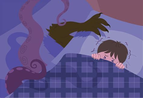 A Boy Having A Nightmare Hand Drawn Style Vector Design Illustrations