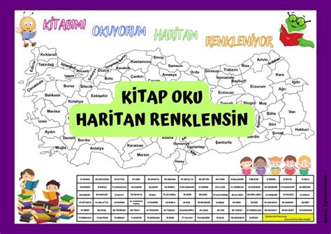Kitap Okuma Takip Çizelgesi Türkiye Haritalı Eğlenerek Öğrenelim