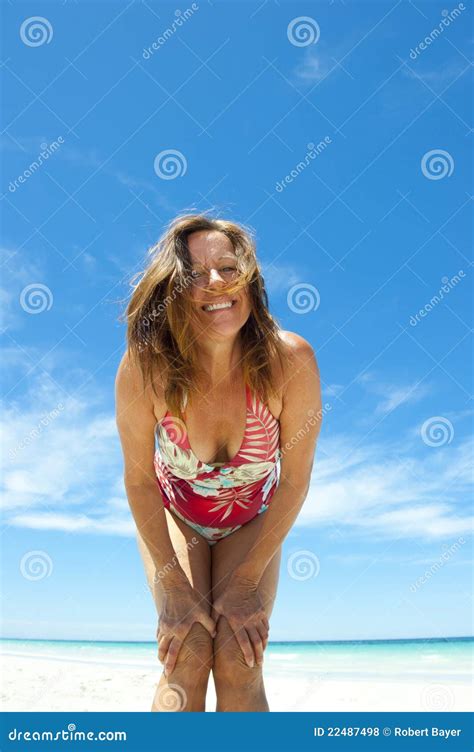 Mature Woman At Tropical Beach Royalty Free Stock Photos Image
