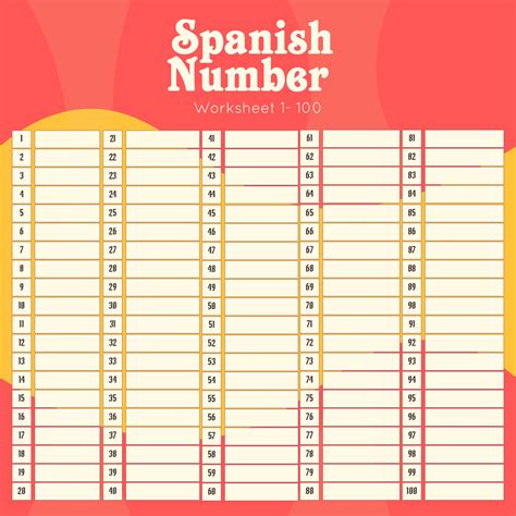 Numbers 1 100 In Spanish Los Numeros En Espanol Worksheets Learning Images