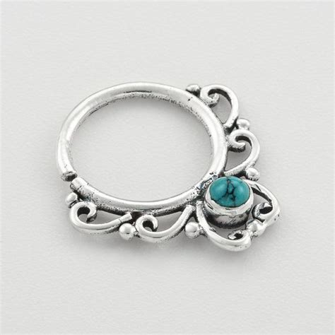 Turquoise Septum Ring Septum Ring Septum Piercing Silver Etsy