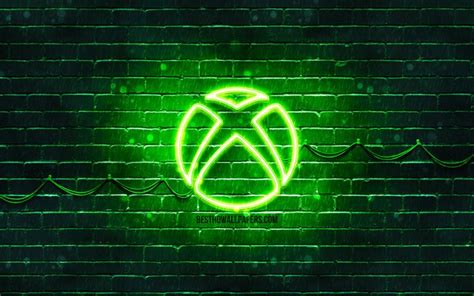 Herunterladen Hintergrundbild Xbox Green Logo 4k Brickwall Green