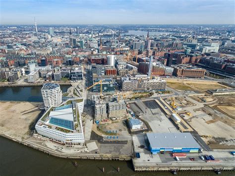 Aerial Drone Photo Of Construction Sites In Hamburg Hafencity Germany