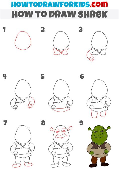 How To Draw Shrek Step By Step Drawing Tutorials For Kids Easy