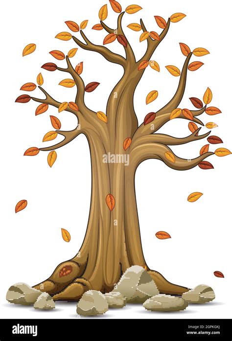 Autumn Tree With Falling Leaves Stock Vector Image And Art Alamy
