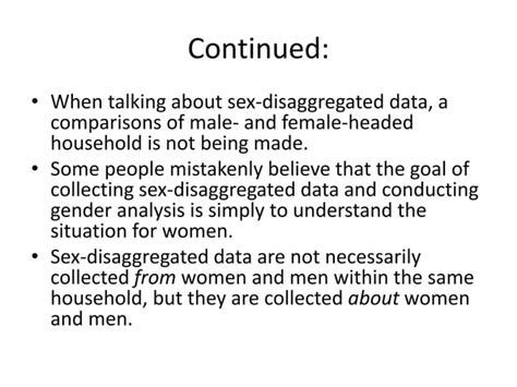 Gender Indicators And Sex Disaggregated Data