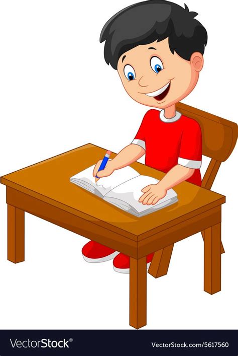 Illustration Of Cartoon Little Boy Writing Download A Free Preview Or