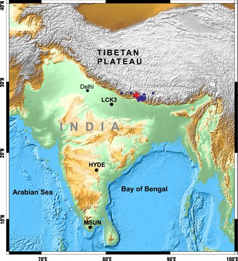 Digital Elevation Map Of India Himalaya And Adjoining Regions The