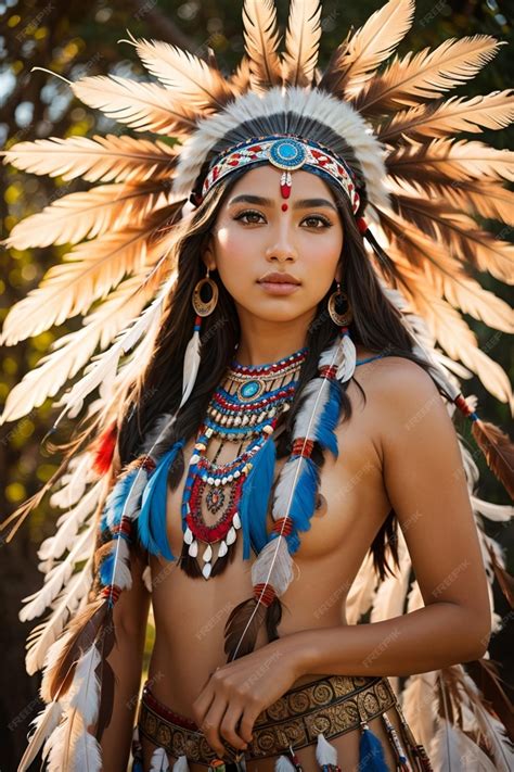 Premium Photo Beautiful Sexy Native American Woman In Traditional Tribal Costume