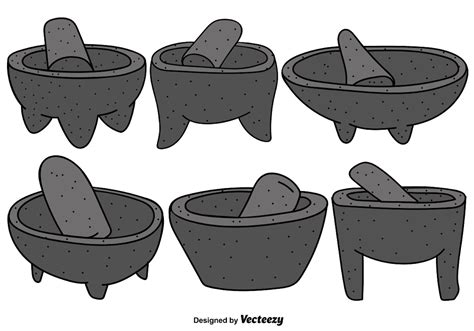 Vector Set Of Mexican Molcajete With Pestle 159844 Vector Art At Vecteezy