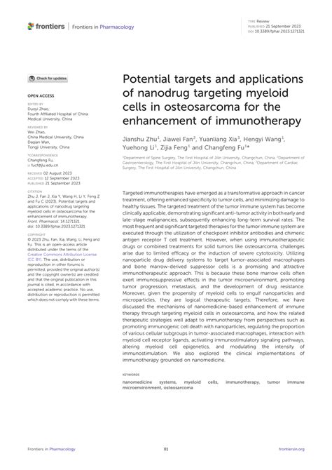 Pdf Potential Targets And Applications Of Nanodrug Targeting Myeloid