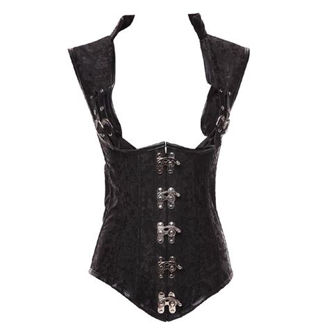 2019 Gothic Clothing Sexy Plus Size Black Lace Up Under Bust Corset Steel Bone Steampunk Corsets