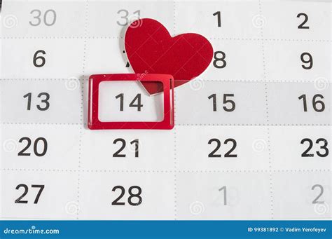Calendar To Valentines Day Stock Photo Image Of Love 99381892