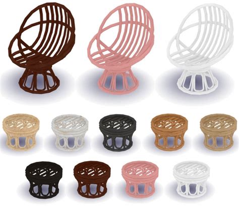 Recolors Of Sandysats Rattan Chair And Table At Riekus13 Sims 4