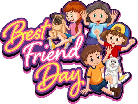 Best Friend Day With Children Cartoon Characters 5157151 Vector Art At