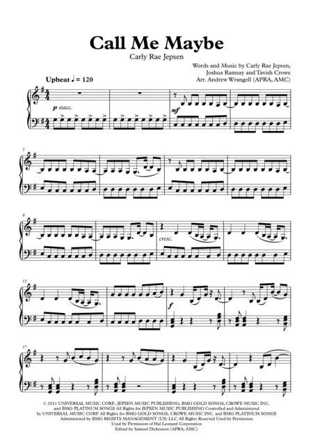 Call Me Maybe Piano By Digital Sheet Music For Piano Solo Download And Print H0243023 250690