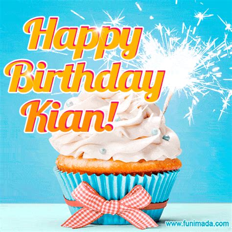 Happy Birthday Kian Elegant Cupcake With A Sparkler — Download On