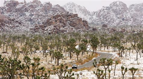 Joshua Tree National Park Looks Insanely Beautiful After Snow Sunset