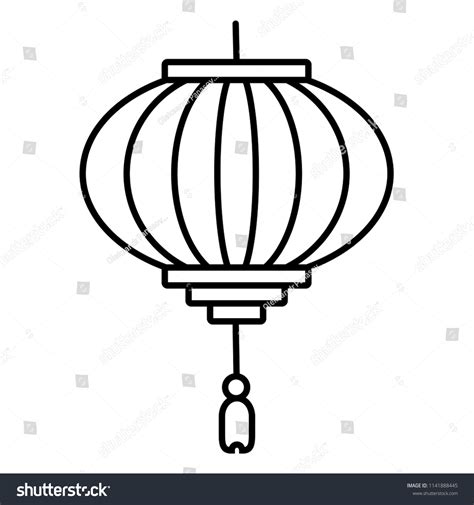 Asian Japanese Lamp Vector Flat Outline Stock Vector Royalty Free