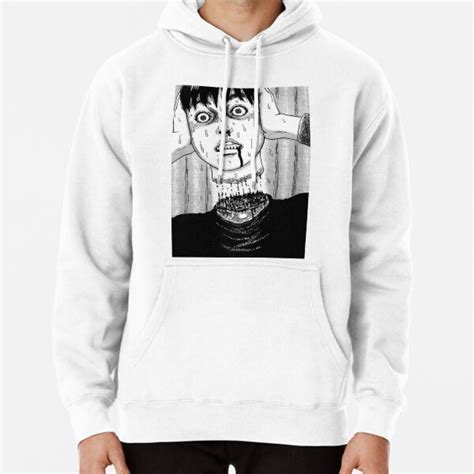 Junji Ito Tomio Red Turtleneck Pullover Hoodie For Sale By