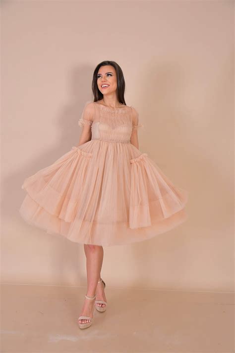Nude Tulle Dress Beige Tulle Dress With Lining Bridesmaids Etsy