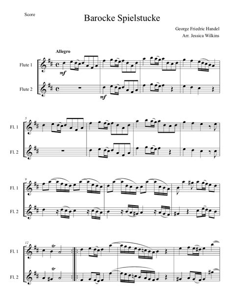 Handel Barocke Spielstucke Flute Duet Digital Download