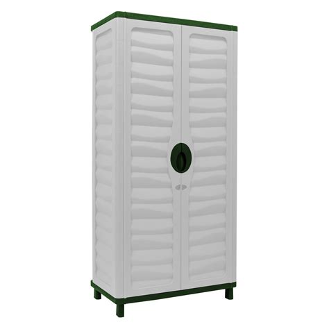 Tall Outdoor Storage Cabinet Garden Utility Plastic Horizontal Shed