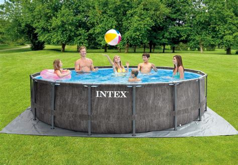 Intex Round Above Ground Pool Prism Frame Greywood 457x122 Cm Top Toys