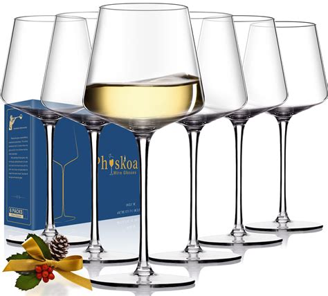 Buy Physkoa White Wine Glasses Set Of 6 15oz Crystal Modern Wine Glasses With Tall Long Stem